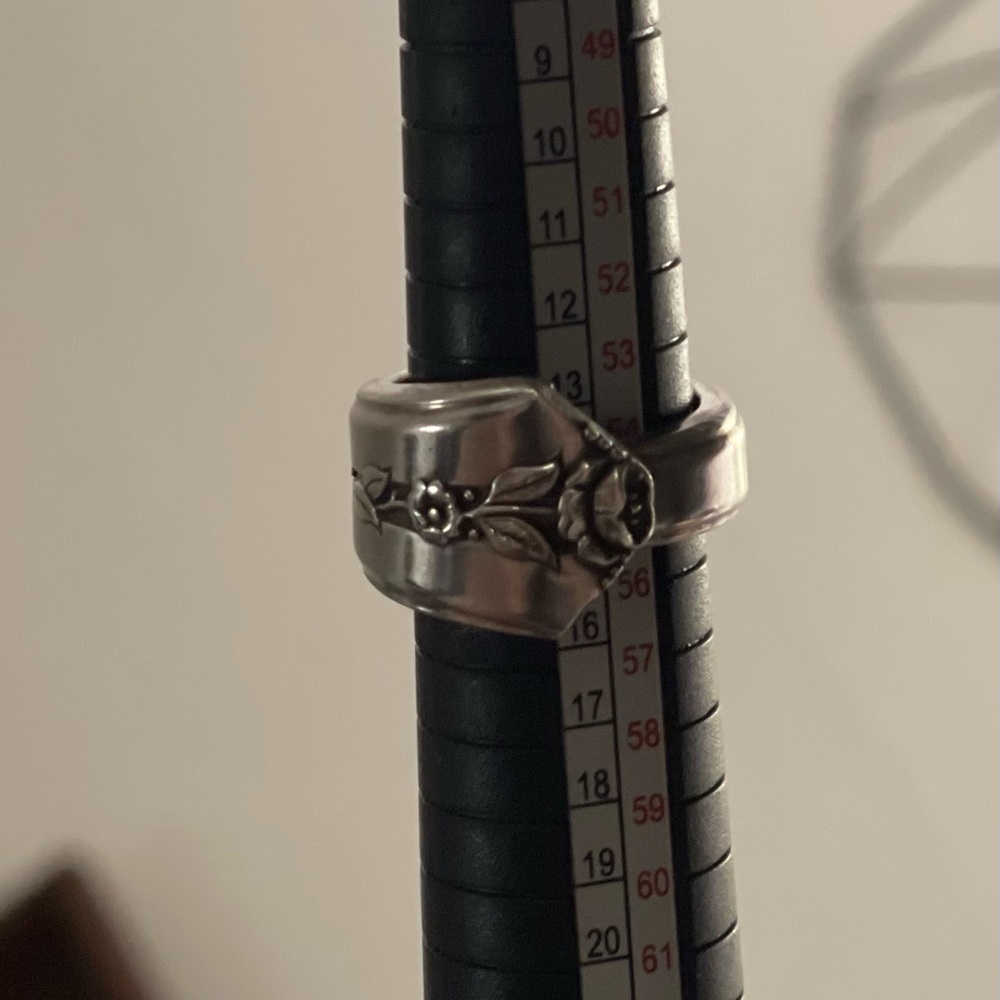 Silver plate Floral Spoon Ring - Silver - Picture 2 of 4